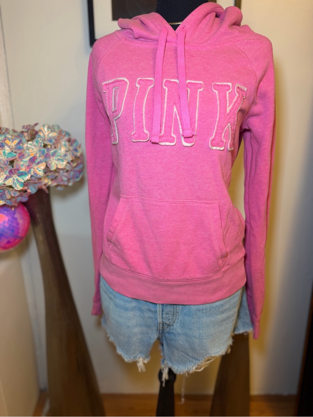 Victoria's Secret PINK Bright Pink Hooded Pullover Sweatshirt
